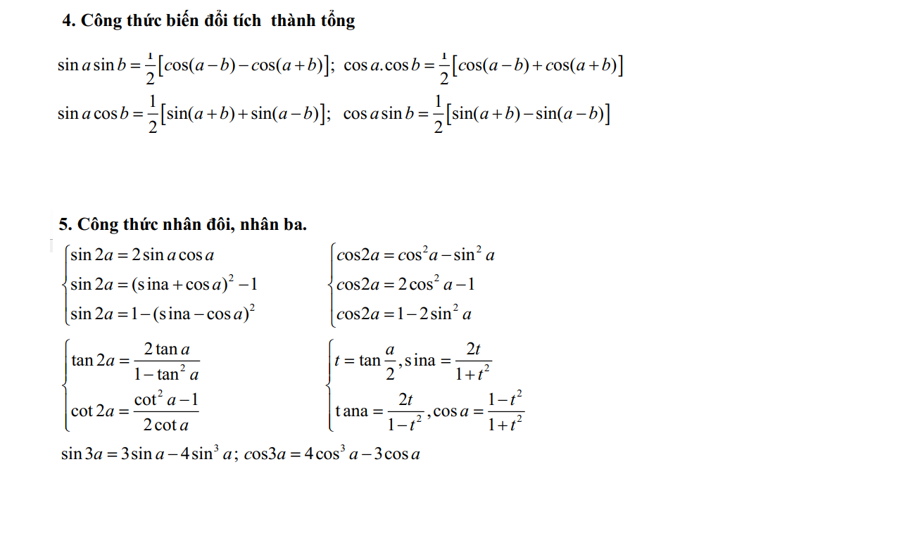 Công thức lượng giác