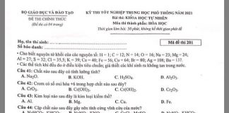 Đề thi hóa thpt quốc gia 2021 mã đề 201