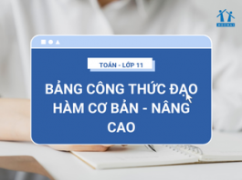 Bảng công thức đạo hàm lớp 11 cơ bản – nâng cao