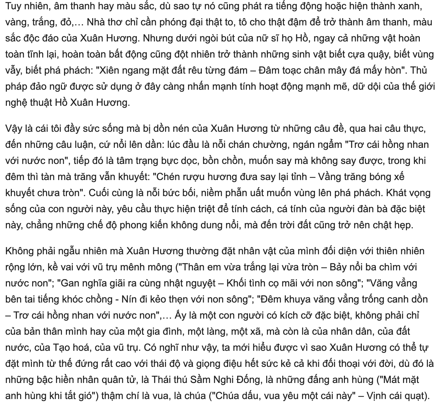 Bài mẫu phân tích 4 câu thơ cuối bài tự tình 2
